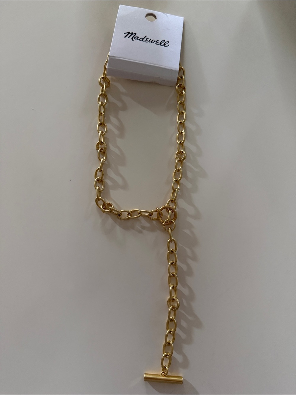 Madewell Toggle Chain Necklace in Vintage Gold, New on card - Picture 3 of 5